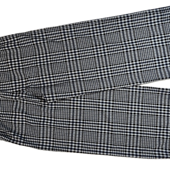 Trina Turk Pants Womens 2 Black Plaid Cropped Wide Leg Made USA 182508 Stretch - Picture 7 of 9